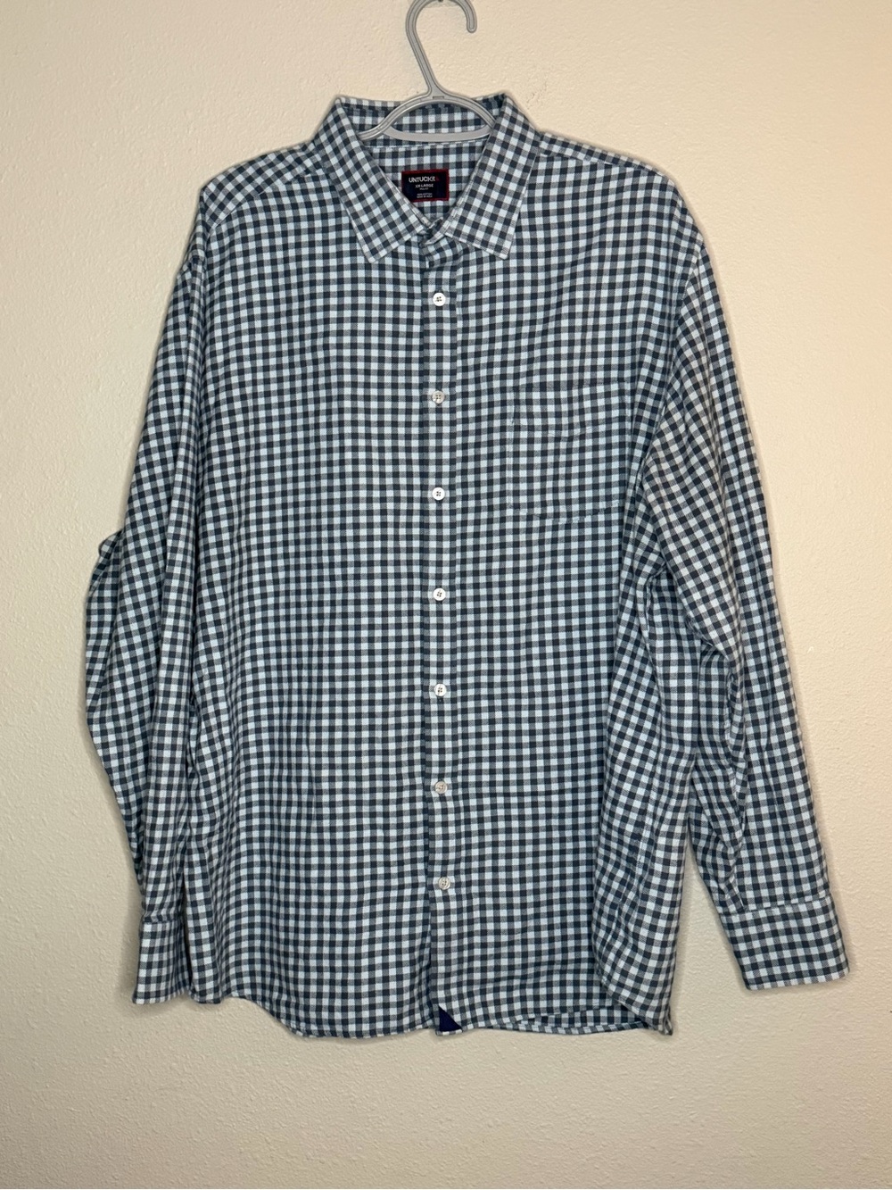 UNTUCKit Mens Shirt XXL Tall Blue Check Flannel Cotton Tall Fit EUC